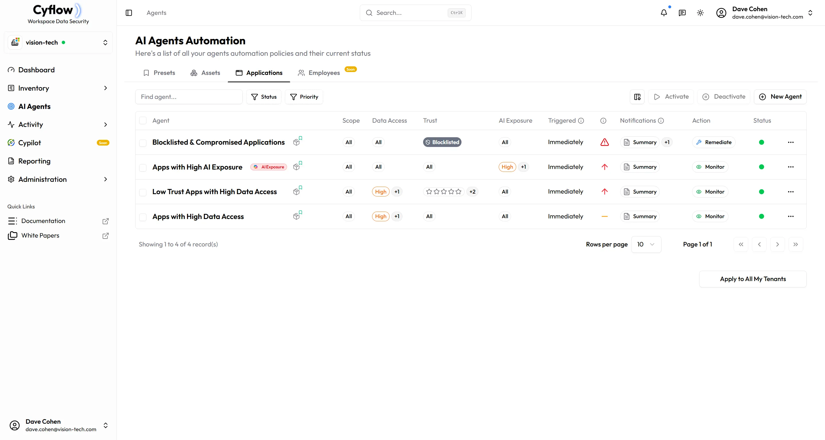 AI agents managing applications across the environment